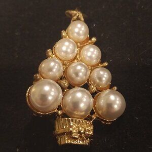 Gold Tree With Faux Pearls Pin Brooch - Never Worn